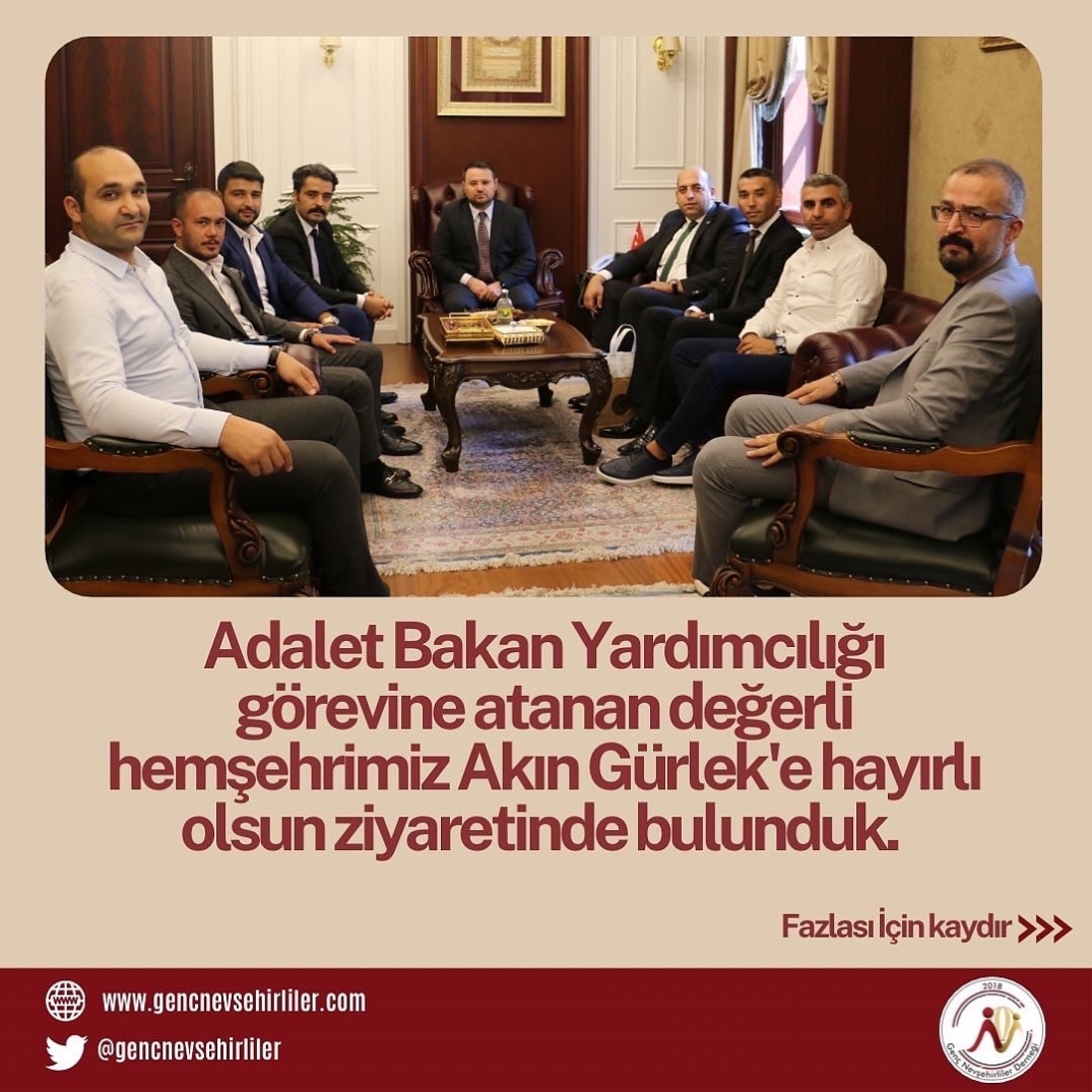 Adalet Bakan Yardımcımız Akın GÜRLEK’ e hayırlı olsun ziyaretimiz