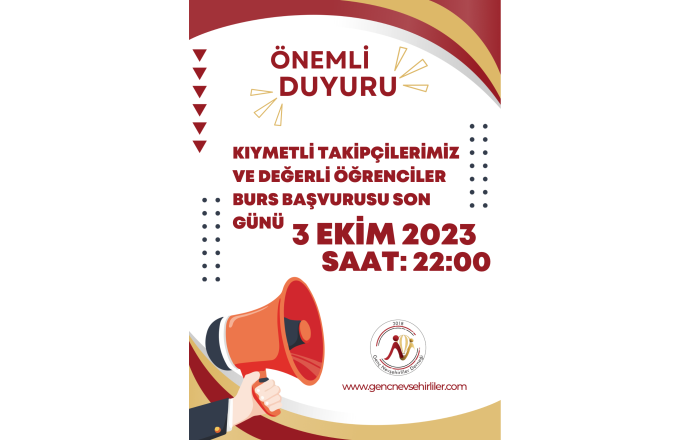 Duyuru Burs Başvuru Son Tarih 3 Ekim 2023