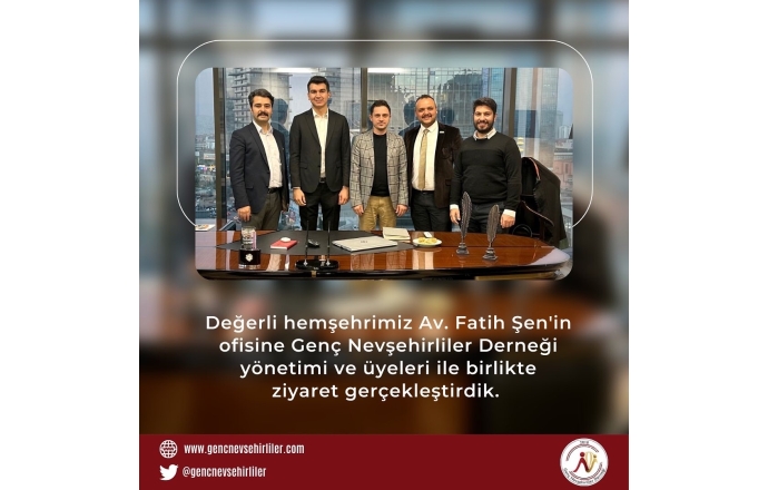 Hemşehrimiz Av. Fatih ŞEN’i ofisinde ziyaret ettik